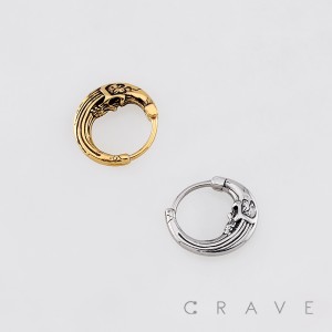 GOTHIC LUNAR SOLAR SKULL CRESCENT FRAME 316L SURGICAL STEEL EARRING